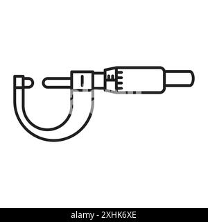 Icône de micromètre vecteur d'art de ligne noire dans le signe de collection d'ensemble de contour noir et blanc Illustration de Vecteur