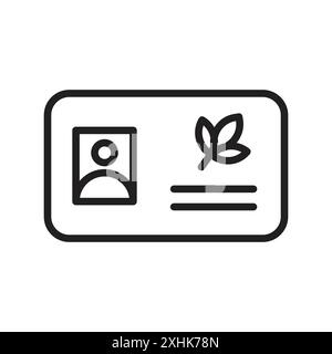 Icône de carte de marijuana médicale vecteur d'art de ligne noire en noir et blanc contour set signe de collection Illustration de Vecteur
