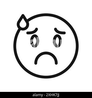 Vecteur d'art de ligne noire d'icône triste en signe de collection d'ensemble de contour noir et blanc Illustration de Vecteur