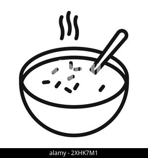 Icône de soupe vecteur d'art de ligne noire dans le signe de collection d'ensemble de contour noir et blanc Illustration de Vecteur