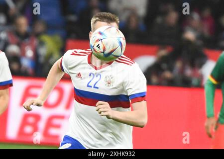 Moscou, Russie. 12 octobre 2023. Alexander Silyanov de Russie en action lors d'un match amical entre la Russie et le Cameroun au stade VTB Arena. Score final : Russie 1-0 Cameroun. (Photo de Daniel Felipe Kutepov/SOPA images/SIPA USA) crédit : SIPA USA/Alamy Live News Banque D'Images