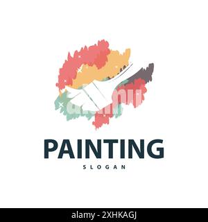 Logo de peinture conception simple de pinceau mural avec modèle vectoriel élégant coloré Illustration de Vecteur