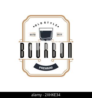 Logo de whisky, conception d'étiquette de boisson avec Old rétro Vintage ornement illustration Premium Template Illustration de Vecteur