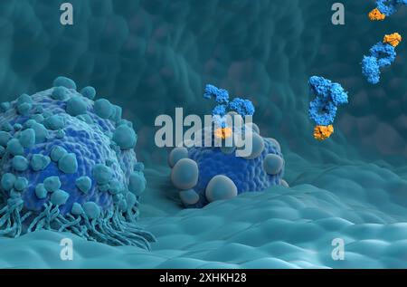 Traitement par anticorps monoclonaux dans le cancer du pancréas - gros plan illustration 3D. Banque D'Images