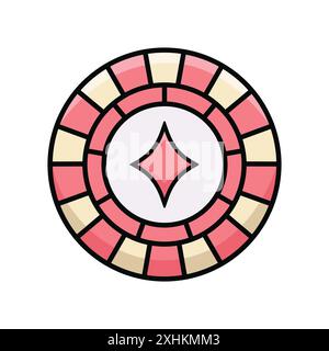 modèle de conception de vecteur d'icône de jeton de poker en fond blanc Illustration de Vecteur