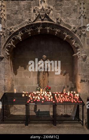 France, Aude, Carcassonne, cité médiévale classée au Patrimoine mondial de l'UNESCO, basilique Saint Nazaire et Saint Celse, statue de Saint Antoine de Padoue Banque D'Images