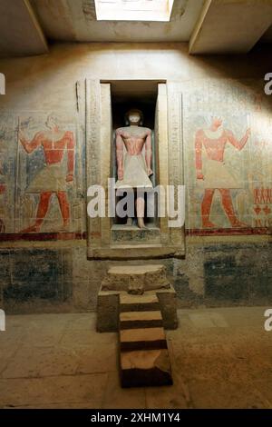 Égypte, basse Égypte, Saqqara, complexe funéraire de Saqqara, classé au patrimoine mondial de l'UNESCO, le mastaba (tombeau) de Mereruka, vizir et gendre de ki Banque D'Images