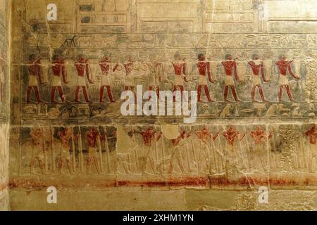 Égypte, basse Égypte, Saqqara, complexe funéraire de Saqqara, inscrit au patrimoine mondial de l'UNESCO, Kagemni Mastaba (Tombeau), l'un des vizirs du roi Téti de Banque D'Images