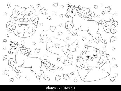 Page de livre de coloriage pour les enfants.Personnage de style dessin animé.Illustration vectorielle isolée sur fond blanc. Illustration de Vecteur