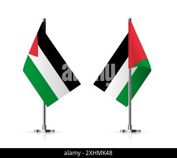 Ensemble d'illustration vectorielle de drapeaux nationaux de Palestine isolé sur fond blanc. Symbole officiel palestinien réaliste du pays. Palestine indépendance Illustration de Vecteur