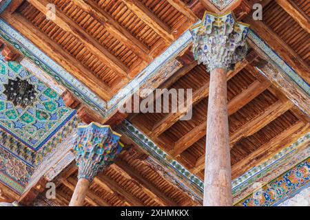 Détails extérieurs de la mosquée Bolo Haouz, c'est une mosquée historique à Boukhara, Ouzbékistan. Construit en 1712 Banque D'Images