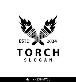 Illustration noir silhouette torche logo flamme design olympique victoire du sport inspiration Illustration de Vecteur