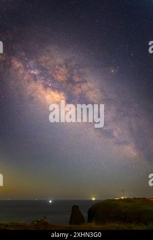 Voie lactée vue de l'île de Qimei Banque D'Images