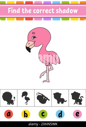 Trouvez l'ombre correcte. Feuille de travail de développement de l'éducation. Page activité. Jeu de couleurs pour enfants. Personnage de dessin animé. Illustration vectorielle. Illustration de Vecteur