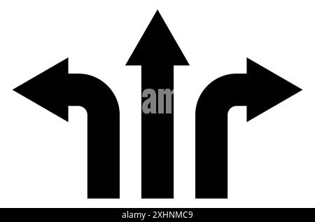 ensemble de symboles de forme de flèche - flèche pointant vers la gauche, la droite et droite, illustration en noir et blanc Illustration de Vecteur