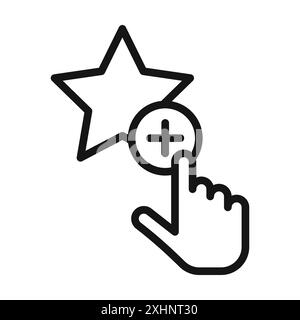 Ajouter à l'icône favorite vecteur d'art de ligne noire en noir et blanc contour set signe de collection Illustration de Vecteur