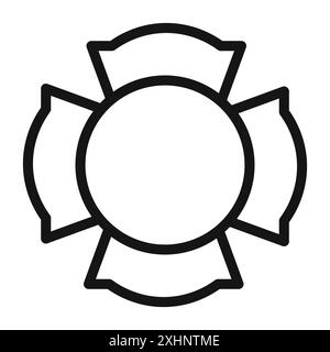 Icône vierge de badge de service d'incendie vecteur d'art de ligne noire en noir et blanc contour set signe de collection Illustration de Vecteur