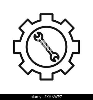 Icône d'installation facile vecteur d'art de ligne noire dans le signe de collection d'ensemble de contour noir et blanc Illustration de Vecteur