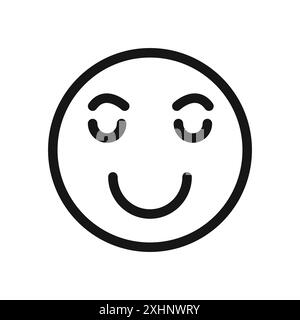 Calmer Emoji icône vecteur d'art de ligne noire en noir et blanc contour set signe de collection Illustration de Vecteur