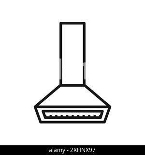 Icône de hotte d'extraction vecteur d'art de ligne noir en noir et blanc contour set signe de collection Illustration de Vecteur