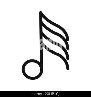Icône de note semiquaver vecteur d'art de ligne noir en noir et blanc contour set signe de collection Illustration de Vecteur