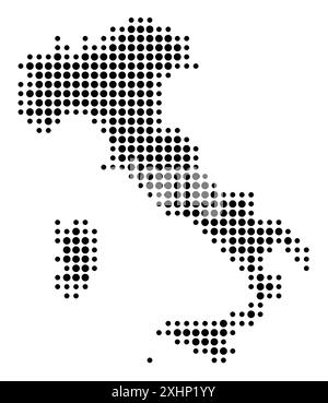 Carte abstraite de l'Italie montrant la région du pays avec un motif de cercles noirs Illustration de Vecteur