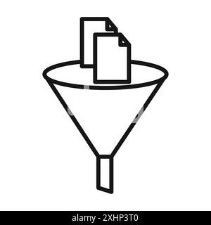 Icône de filtrage de données vecteur d'art de ligne noir dans le signe de collection de set de contour noir et blanc Illustration de Vecteur
