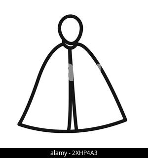 Icône de manteau d'invisibilité vecteur d'art de ligne noir en noir et blanc de set de collection de contour Illustration de Vecteur