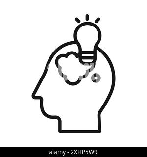 Icône de pensée vecteur d'art de ligne noire dans le signe de collection d'ensemble de contour noir et blanc Illustration de Vecteur