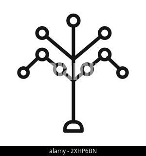 Icône d'arbre phylogénétique vecteur d'art de ligne noire dans le signe de collection d'ensemble de contour noir et blanc Illustration de Vecteur