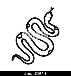 Vecteur d'art de ligne noire d'icône de serpent en noir et blanc signe de collection d'ensemble de contour Illustration de Vecteur