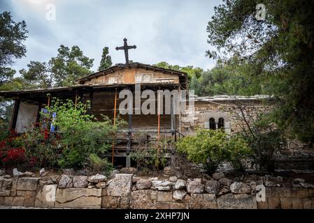 Église d'Agios Dimitrios Loumbardiaris, l'une des plus anciennes églises orthodoxes grecques, au pied de Philopappos Hil, Athènes, Grèce Banque D'Images