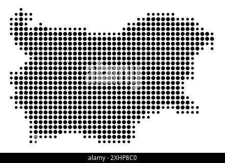 Carte abstraite de la Bulgarie montrant la région du pays avec un motif de cercles noirs Illustration de Vecteur