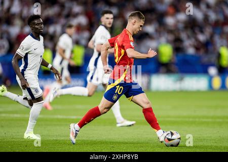 Berlin, Allemagne. 14 juillet 2024. Dani Olmo (10 ans) d'Espagne vu lors de la finale de l'Euro 2024 de l'UEFA entre l'Espagne et l'Angleterre à l'Olympiastadion de Berlin. Crédit : Gonzales photo/Alamy Live News Banque D'Images