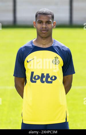 Lier, Belgique. 15 juillet 2024. Daniel Tshilanda de l'Union pose pour un portrait lors de la séance photo de la saison 2024-2025 de l'équipe belge de la Jupiler Pro League Royale Union Saint-Gilloise, lundi 15 juillet 2024 à lier. BELGA PHOTO KRISTOF VAN ACCOM crédit : Belga News Agency/Alamy Live News Banque D'Images