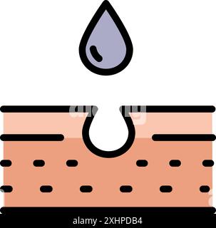 Icône couleur de nettoyage des pores. Pictogramme plat nettoyant pour soins de la peau du visage. Icône traitement de la peau. Illustration vectorielle isolée. Nettoyage, UVB, AHA, BHA, ACI Illustration de Vecteur