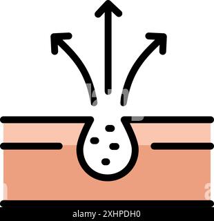 Icône couleur de nettoyage des pores. Pictogramme nettoyant soin de la peau du visage. Débouchez la peau de l'icône Dust and Dirty Blackhead Flat. Icône traitement de la peau. Isolé Illustration de Vecteur