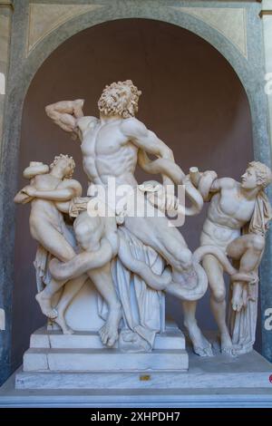 Marbre elle statue de Laocoön et de ses fils, également appelé le Groupe Laocoön. Musées du Vatican, Cité du Vatican, Rome, Italie. Banque D'Images