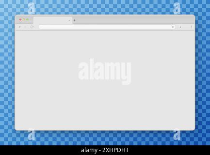 Fenêtre du navigateur. Fenêtre de navigateur vide gris réaliste avec barre d'outils, barre de recherche et ombre sur fond transparent. Illustration de Vecteur