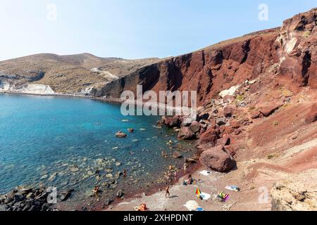 Grèce, les Cyclades, l'île de Santorin (Thera ou Thira), Red Beach Banque D'Images