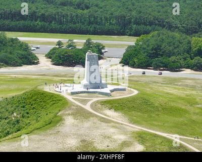 Vue aérienne des monuments des frères Wright et premier aérodrome de vol à Kill Devils Hills North Carolina Outer Banks Banque D'Images