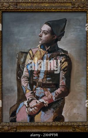 Suisse, Bâle, le Kunstmuseum Basel Hauptbau (Musée d'art) à partir de 1936, assis Arlequin, 1923 par Pablo Picasso Banque D'Images