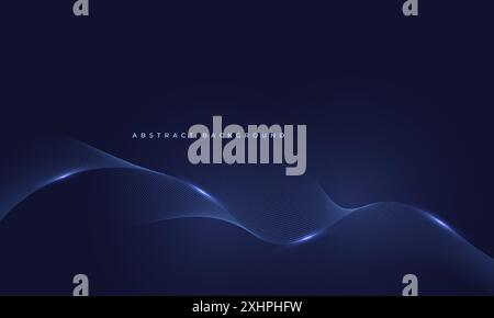 Lignes d'ondes lumineuses abstraites. Fond de technologie bleu foncé avec des lignes ondulées fluides dynamiques. Concept d'illustration haute technologie futuriste vectoriel. Illustration de Vecteur
