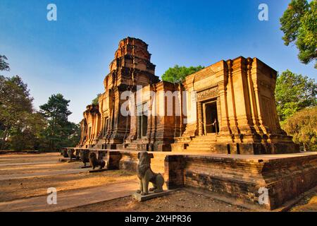 Cambodge, province de Siem Reap, temples d'Angkor, classés au patrimoine mondial de l'UNESCO, temple principal de l'ancienne ville khmère d'Angkor Thom, Prasat Kravan Banque D'Images