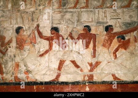 Égypte, basse Égypte, Saqqara, complexe funéraire de Saqqara, classé au patrimoine mondial de l'UNESCO, le Mastaba (tombeau) de Nikauisesi, date du règne de Kin Banque D'Images