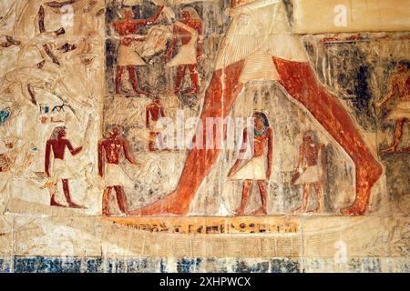 Égypte, basse Égypte, Saqqara, complexe funéraire de Saqqara, classé au patrimoine mondial de l'UNESCO, le Mastaba (tombeau) de Nikauisesi, date du règne de Kin Banque D'Images