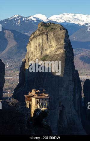 Grèce, Thessalie, Meteora, site classé au patrimoine mondial par l'UNESCO, monastère de Roussanou Banque D'Images