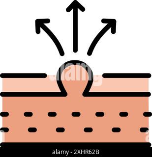 Icône couleur soins de la peau. Débouchez la peau de l'affiche tête noire sale et poussière plate. Symbole de pore profonde nettoyante obstruée. Illustration vectorielle isolée. Illustration de Vecteur