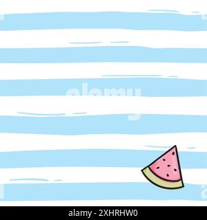 Un motif simple sans couture avec des rayures bleues et une tranche de pastèque. Fond vectoriel lumineux pour bannière, papier d'emballage, impression, tissu. Illustration de Vecteur