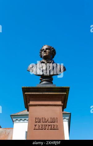 Monument en l'honneur de Conradin Kreutzer, musicien, chef d'orchestre et compositeur, buste de Hans Baur, sculpteur, sculpture, portrait, portrait, tête, visage Banque D'Images